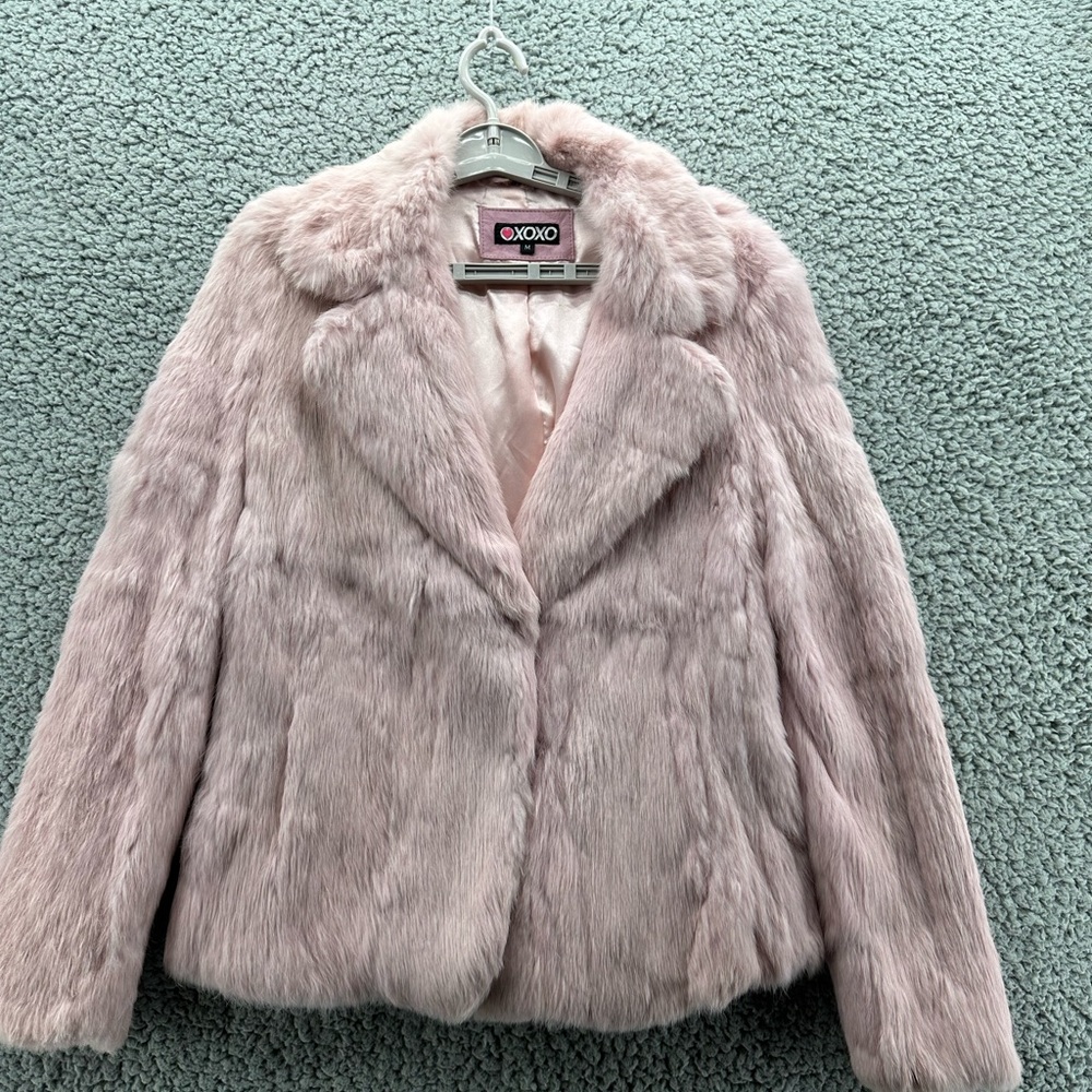 XOXO Vintage Coat Blush Rabbit Fur Coat SZ M - Picture 7 of 17